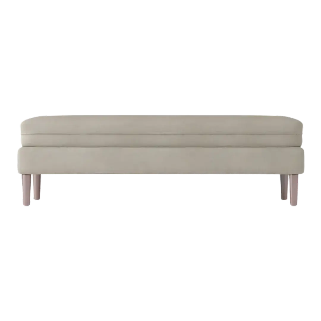Eden Teak Wood Ottaman Bench (Grey) front view