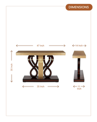 Eleganza Solid Wood Console Table (Brown Gold) dimensions
