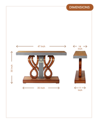 Eleganza Solid Wood Console Table (Teak) dimensions