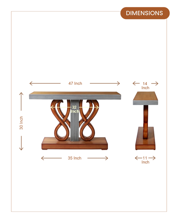 Eleganza Solid Wood Console Table (Teak) dimensions