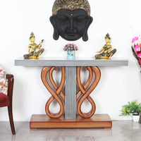 Eleganza Solid Wood Console Table (Teak) lifestyel view