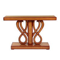 Eleganza Solid Wood Console Table in Teak Silver color back view