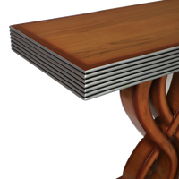 Eleganza Solid Wood Console Table in Teak Silver color zoom view