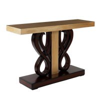 Eleganza Solid Wood Console Table in Brown Gold color 45° side view