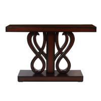 Eleganza Solid Wood Console Table in Brown Gold color back view