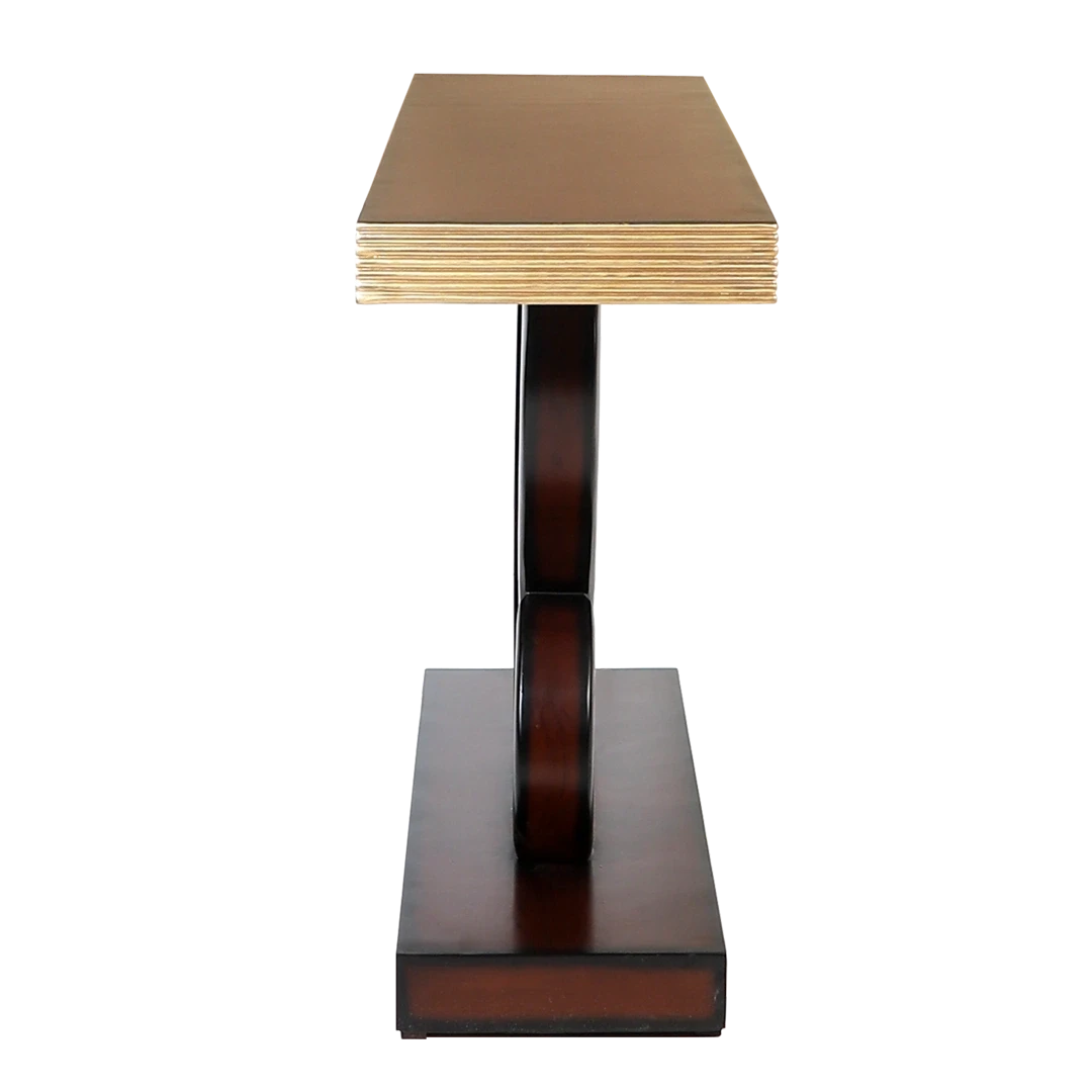 Eleganza Solid Wood Console Table in Brown Gold color side view