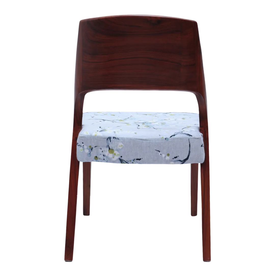 Elevate Teak Wood Dining Chair Front View Brown Grey