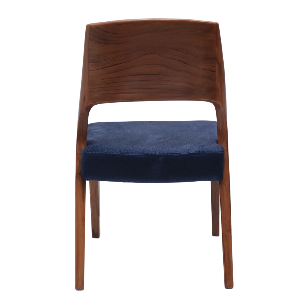 Elevate Teak Wood Dining Chair Back View Teak Blue