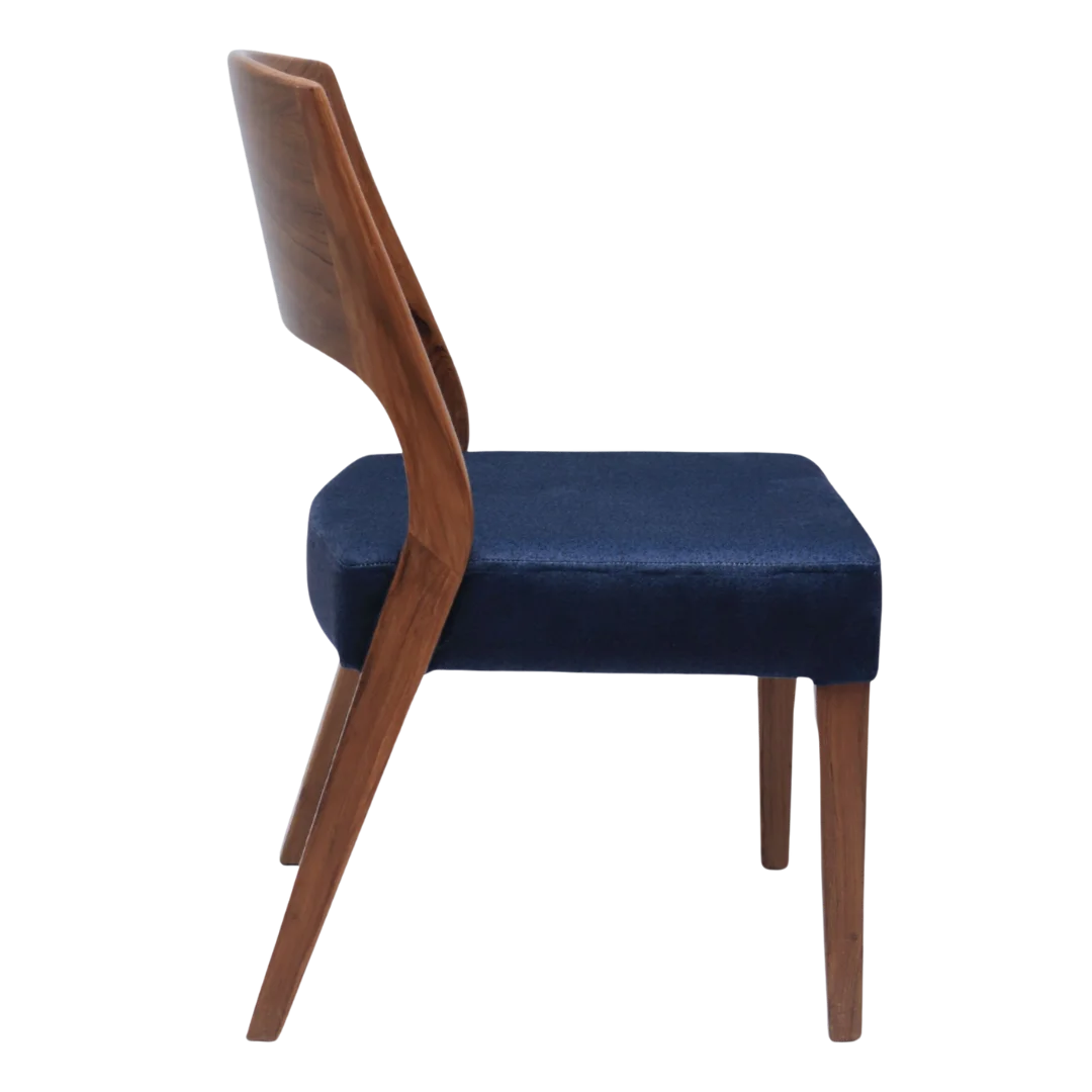 Elevate Teak Wood Dining Chair (Teak Blue) side angle side view