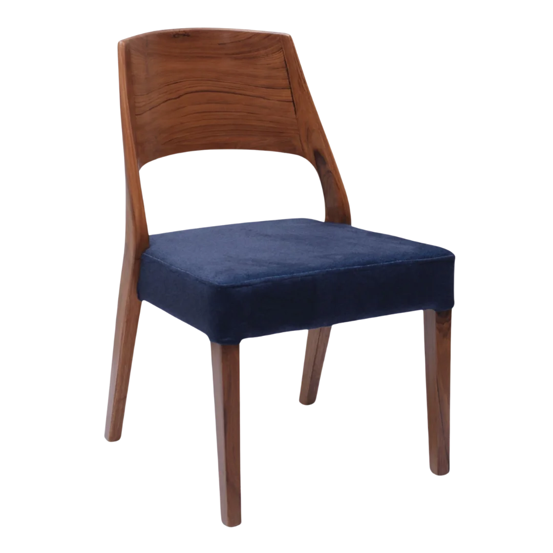 Elevate Teak Wood Dining Chair (Teak Blue) side angle