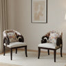 Ellipsum Teak Wood Fabric Upholstered Arm Chairs (Brown)