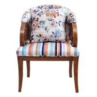 Ellipsum Teak Wood Fabric Upholstered Arm Chair in Teak color front view