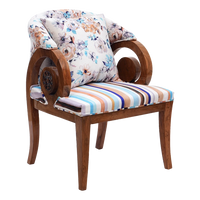 Ellipsum Teak Wood Fabric Upholstered Arm Chair in Teak color 45° side view