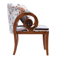 Ellipsum Teak Wood Fabric Upholstered Arm Chair in Teak color side view