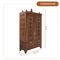 Eshvara Teak Wood Pooja Mandap with Door (Teak) Dimensions