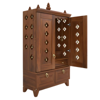 Eshvara Teak Wood Pooja Mandap with Door (Teak) side view