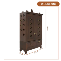 Eshvara Teak Wood Pooja Mandap with Door (Wenge) Dimesnions