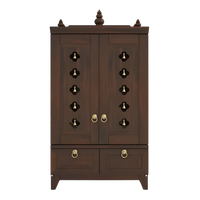 Eshvara Teak Wood Pooja Mandap with Door in Wenge Color