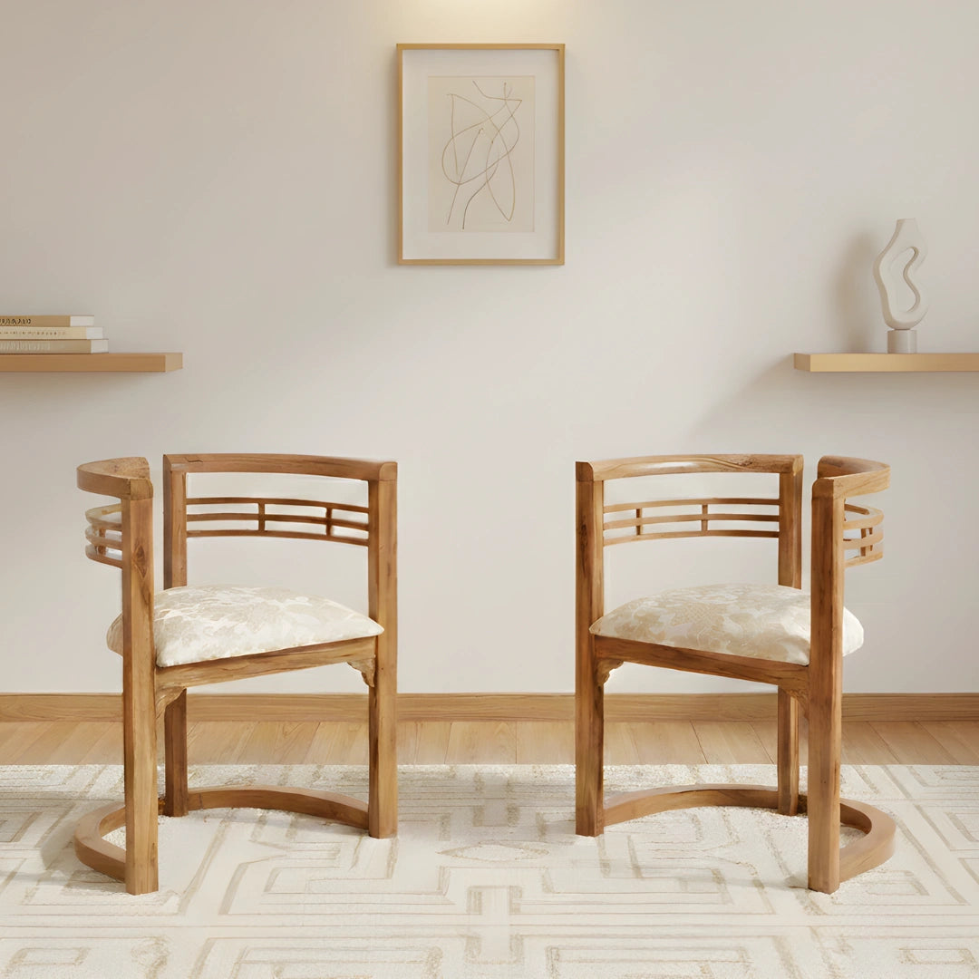 Espino Teak Wood Living Room Chairs (Teak Beige) lifestyle image