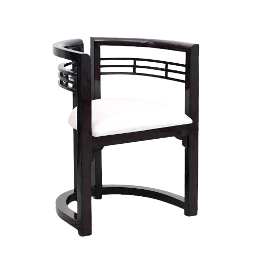 Espino Teak Wood Living Room Chairs in Brown silver color 45° side view