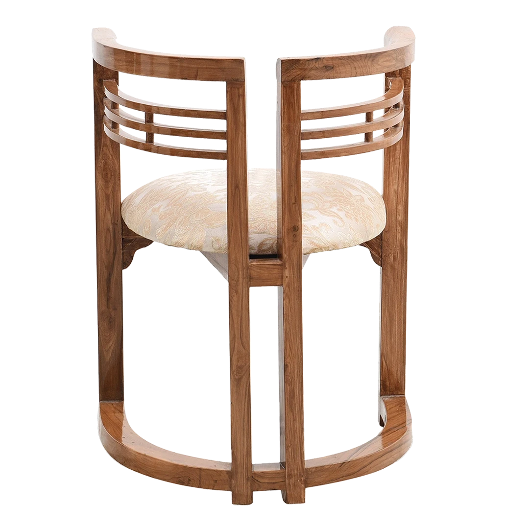 Espino Teak Wood Living Room Chairs in Teak Biege color back view