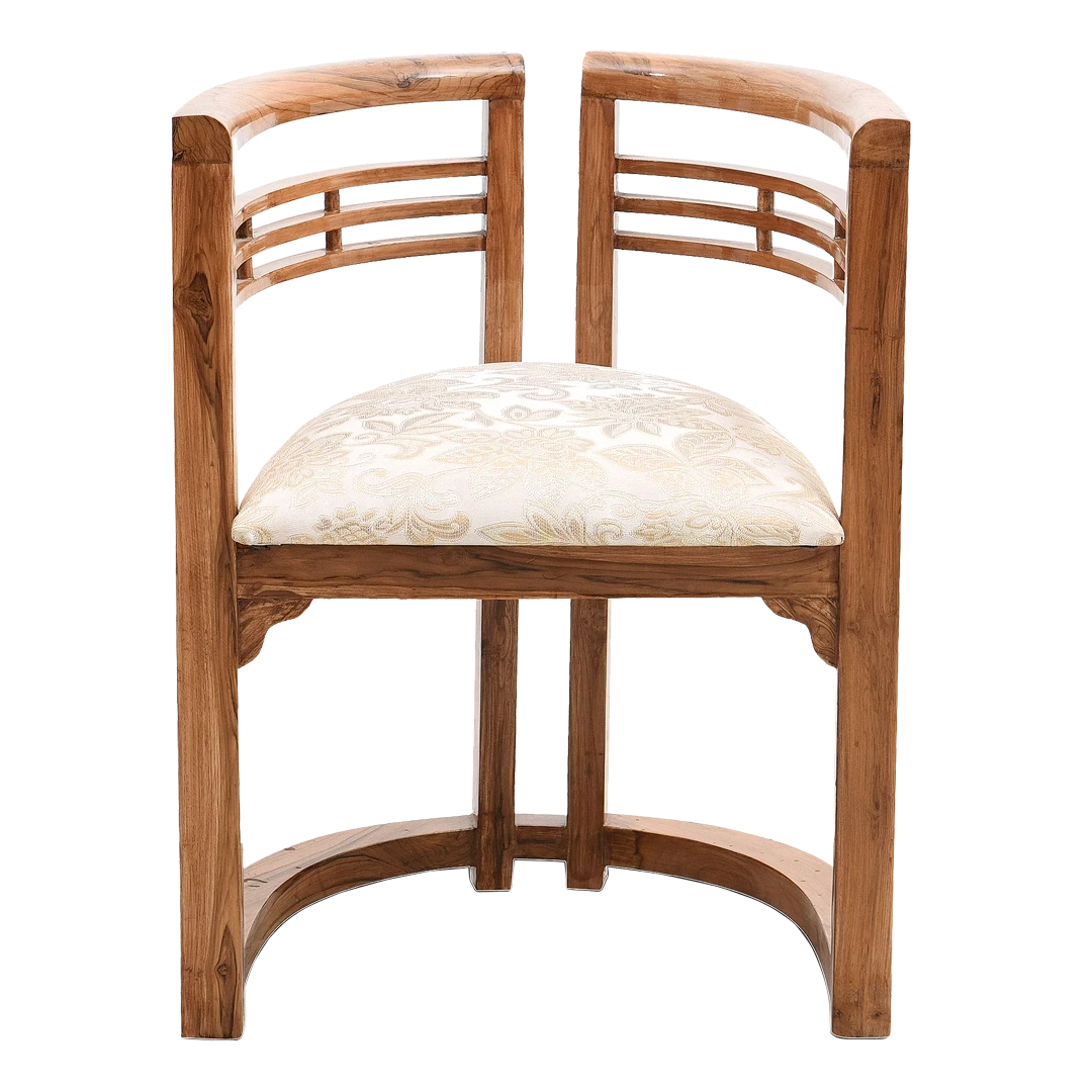 Espino Teak Wood Living Room Chairs in Teak Biege color front view