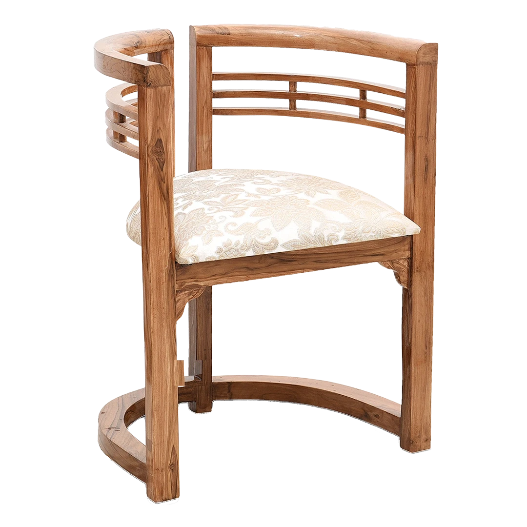 Espino Teak Wood Living Room Chairs in Teak Biege color 45° side view