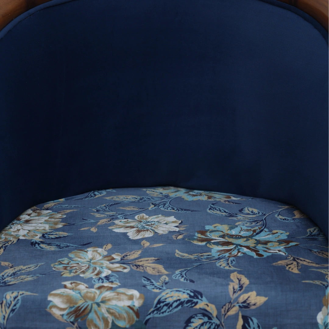 Flint Teak Wood Arm Chair (Brown Blue) zoom view