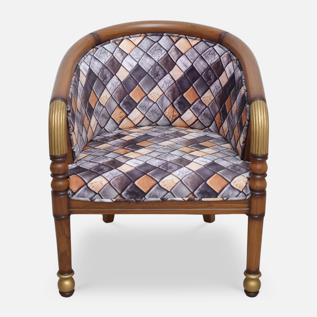 Flint Teak Wood Arm Chair (Teak gold) front view