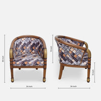 Flint Teak Wood Arm Chairs (Teak gold) dimensions view