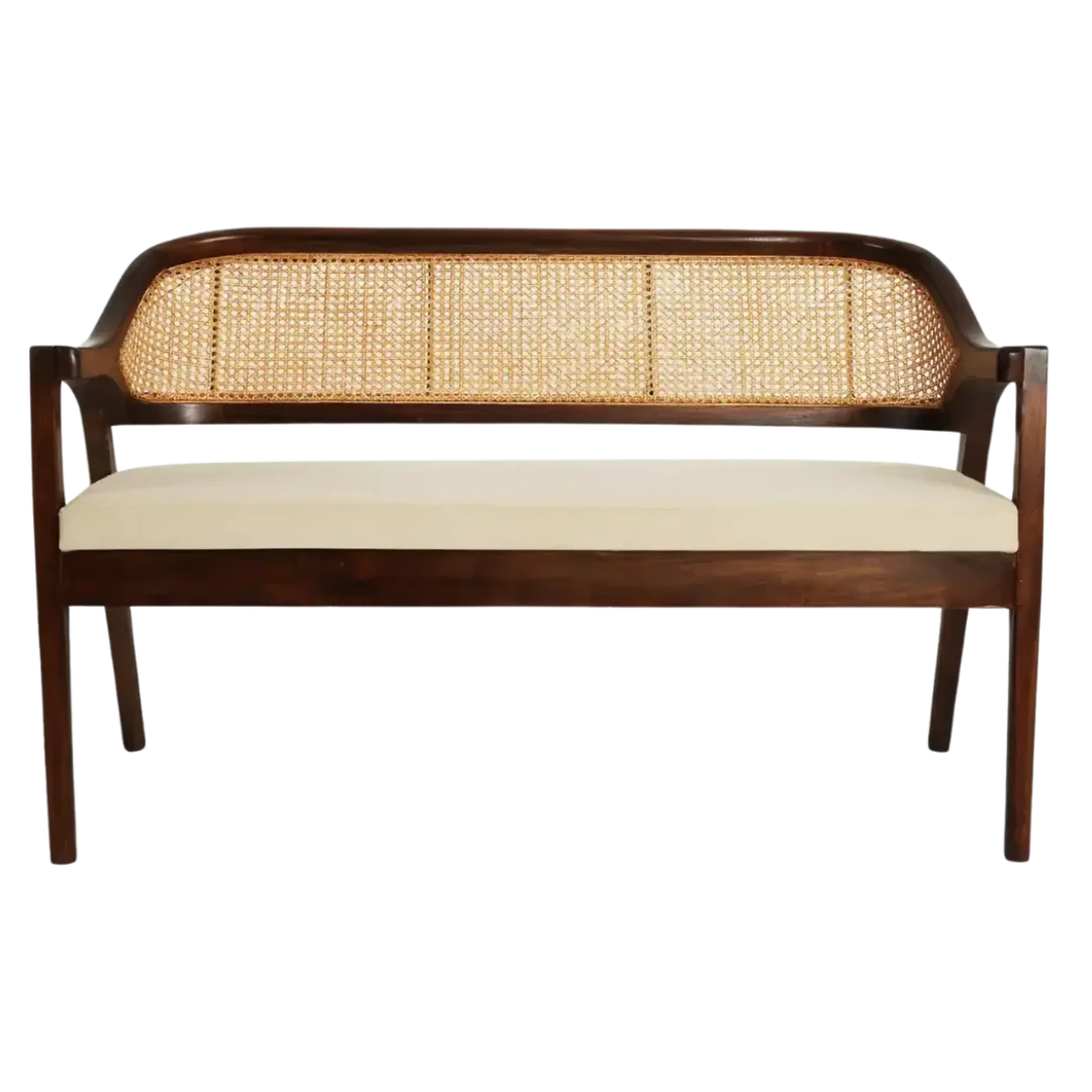 Arbor Solid Wood Love Sofa (Brown Beige)