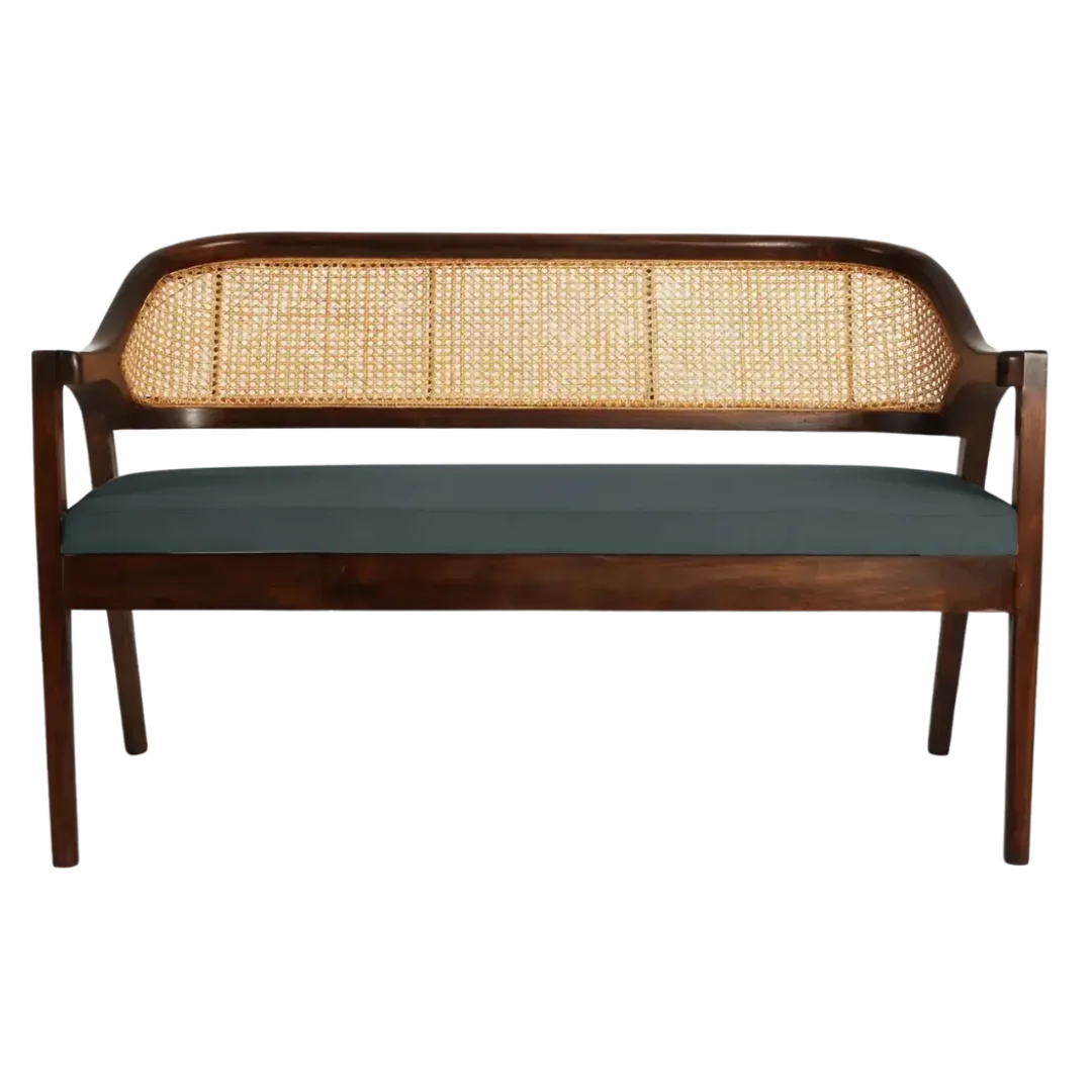Front View of Arbor Solid Wood Love Sofa (Brown Grey)