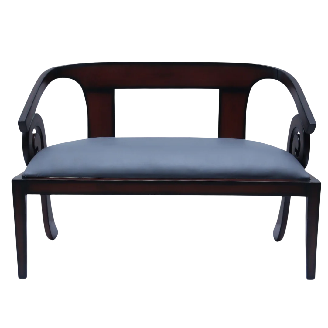 Front View of Arlaxa Solid Wood Love Sofa (Brown Grey)