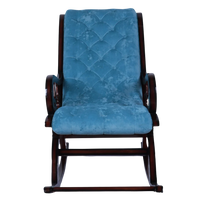Front View of Kairo Teak Wood Fabric Rocking Chair (Brown Blue)