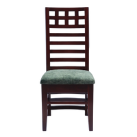 Front View of Stride Teak Wood Dining Chair (Brown Green)