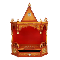 Anugrah Wall Mount Pooja Mandir without Door (Teak Gold)