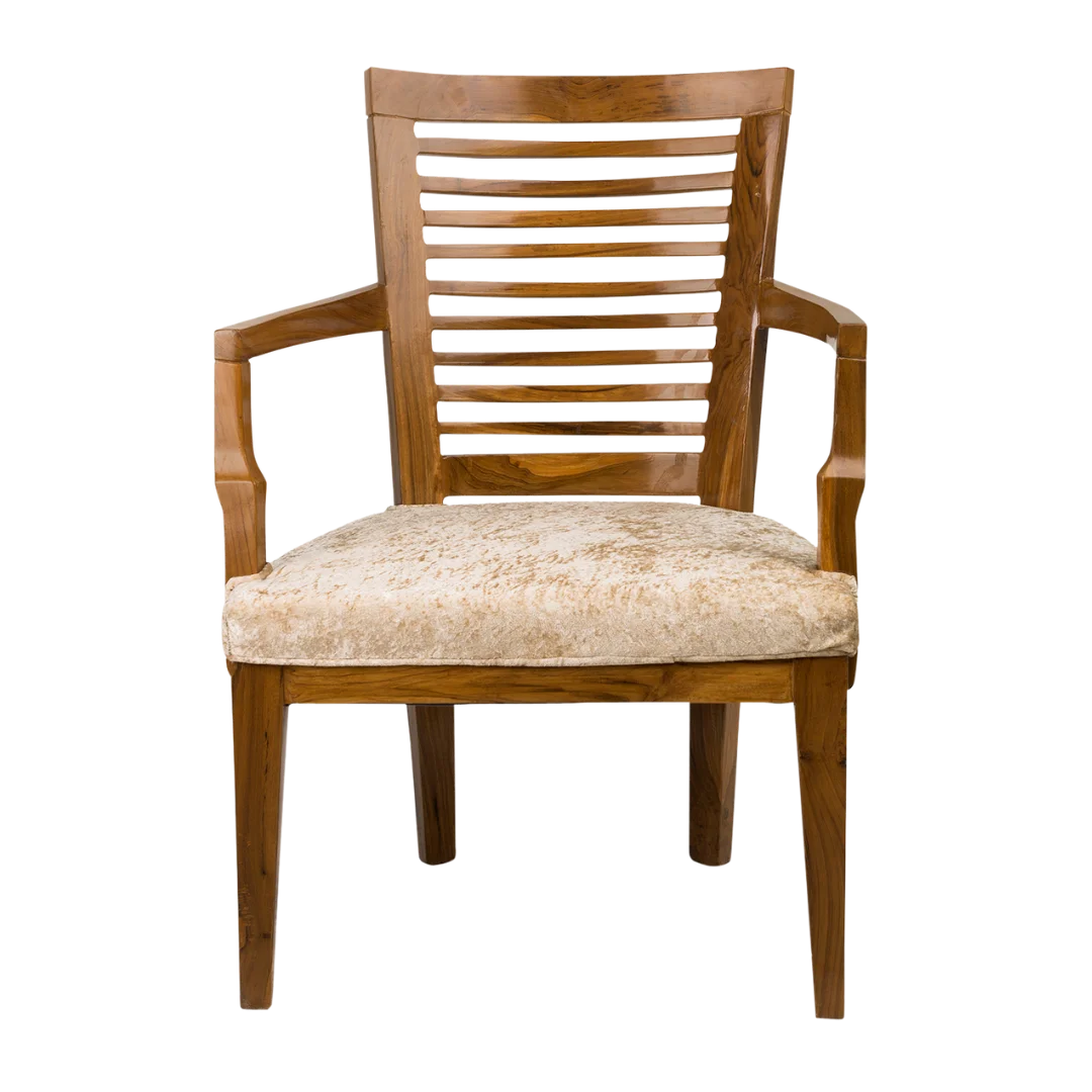 Front View of AURA Teak Wood Arm Chair (Teak)