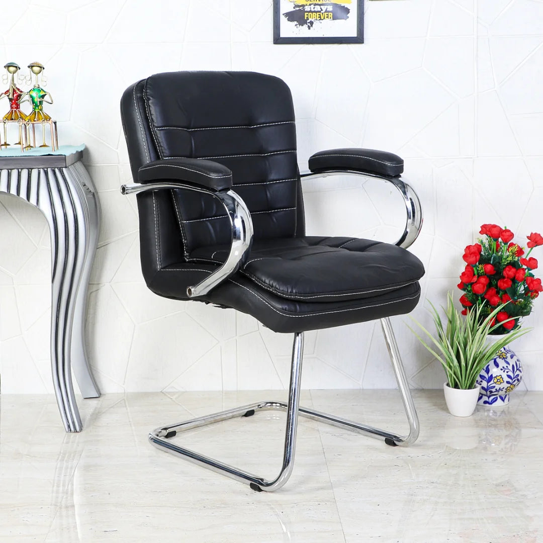 Frostic Visitor Chair with Armrest (Black) Lifestyle view