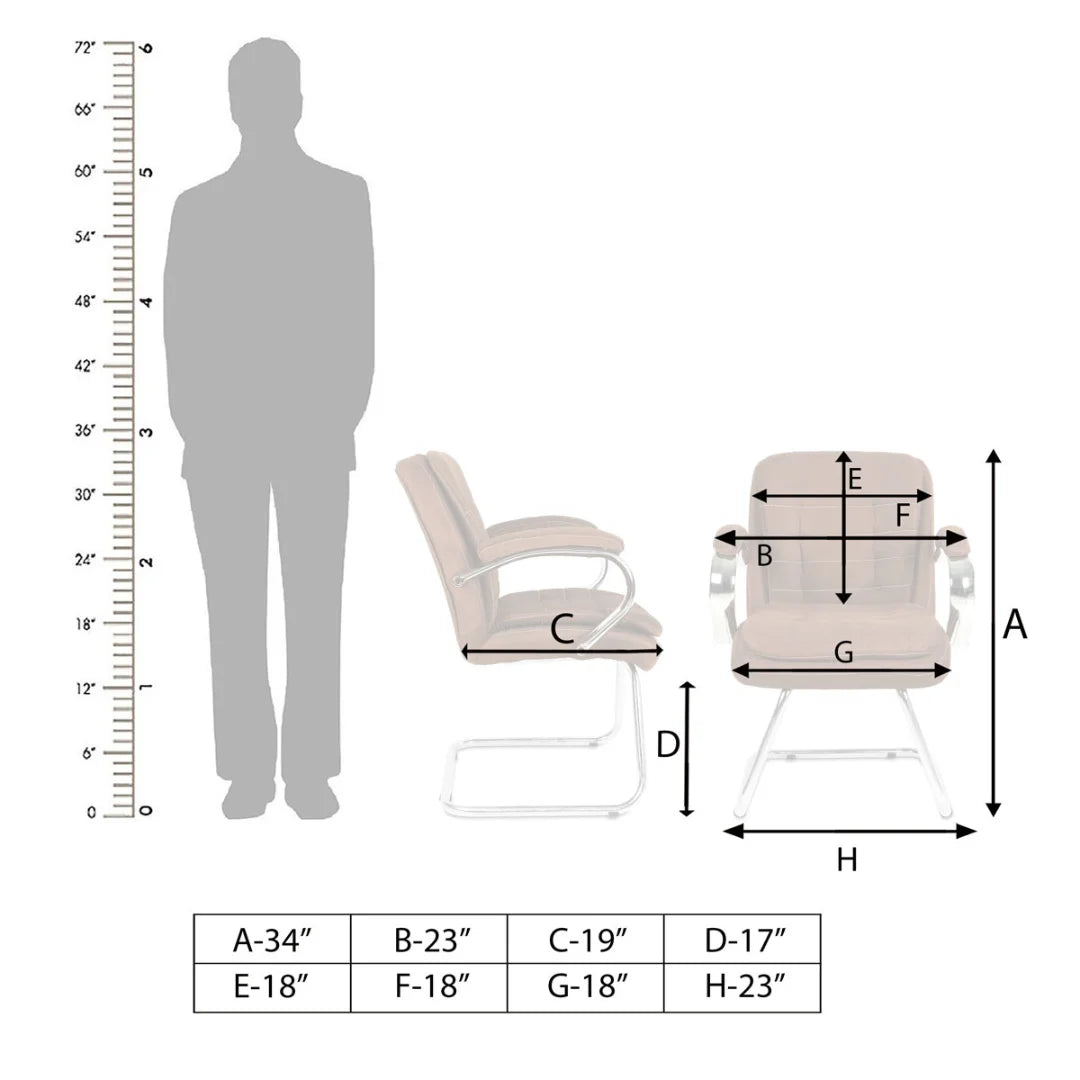 Frostic Visitor Chair with Armrest (Dark Brown) Dimensions