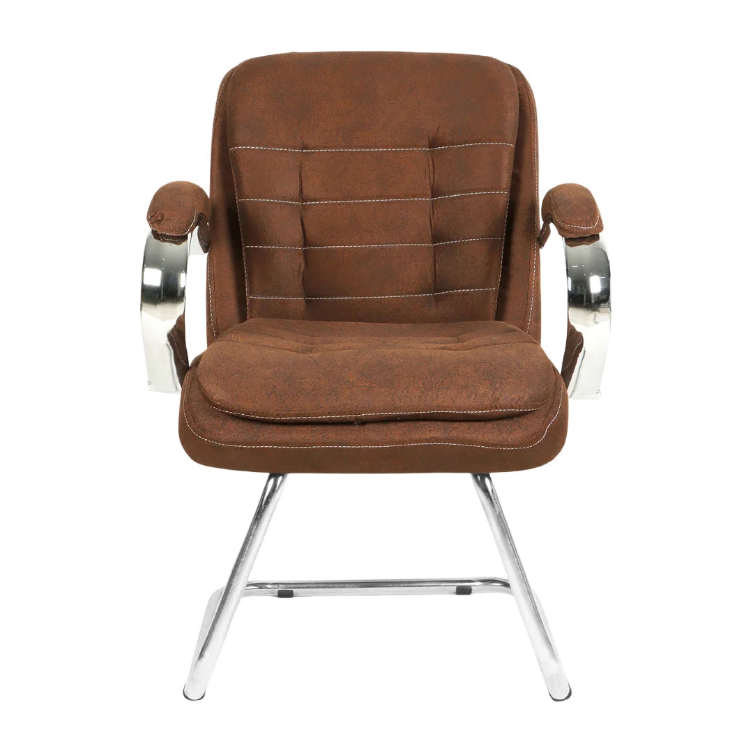 Frostic Visitor Chair with Armrest (Dark Brown) Front view