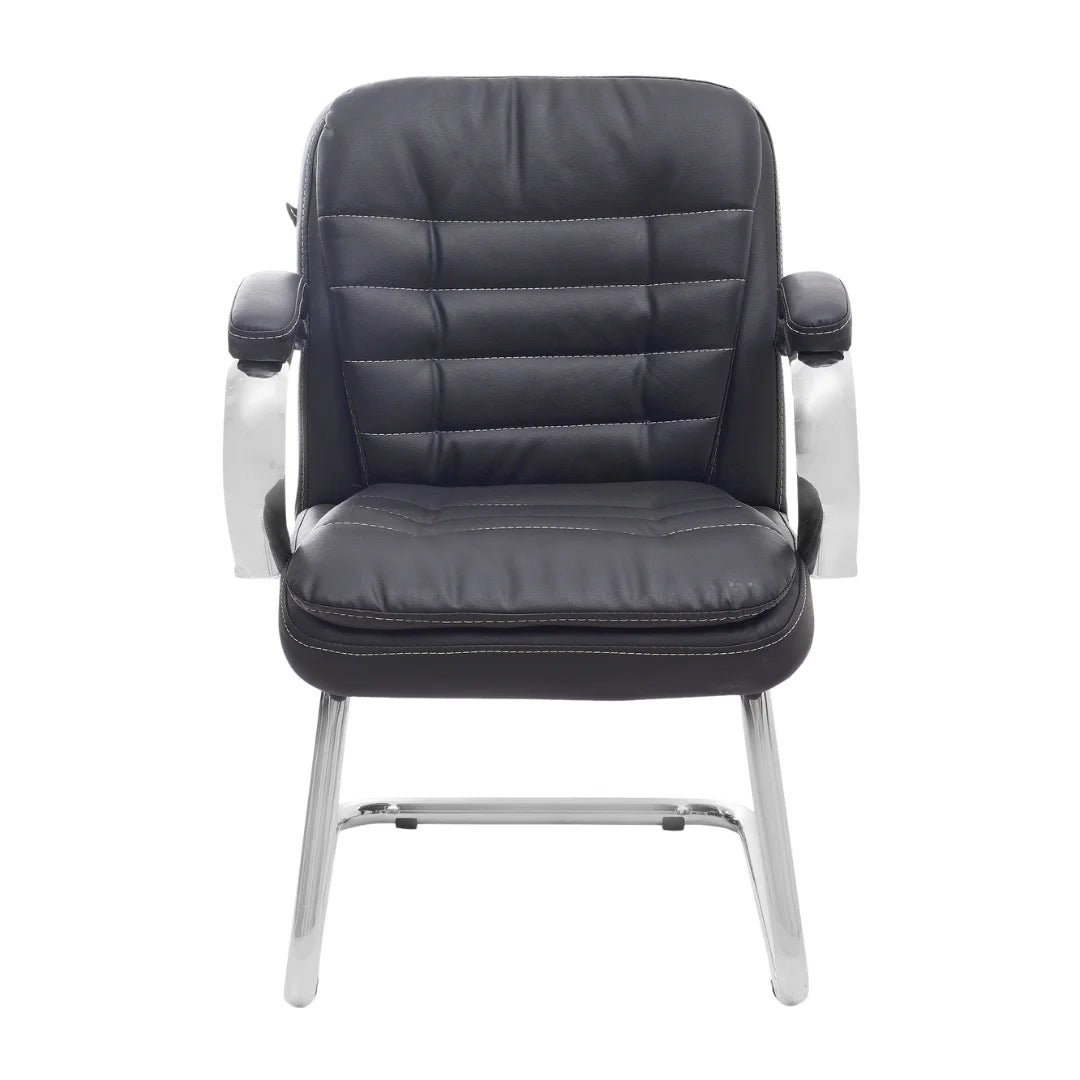 Frostic Visitor Chair with Armrest (Black) Front view