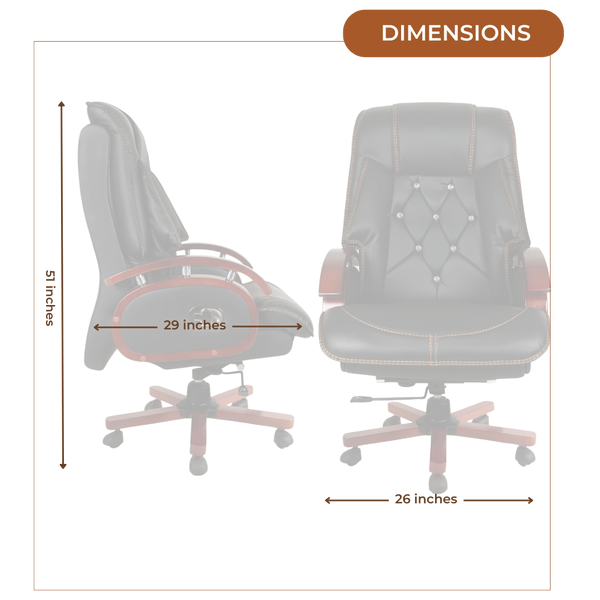 Galician Recliner Office Executive Chair (Black) Dimensions