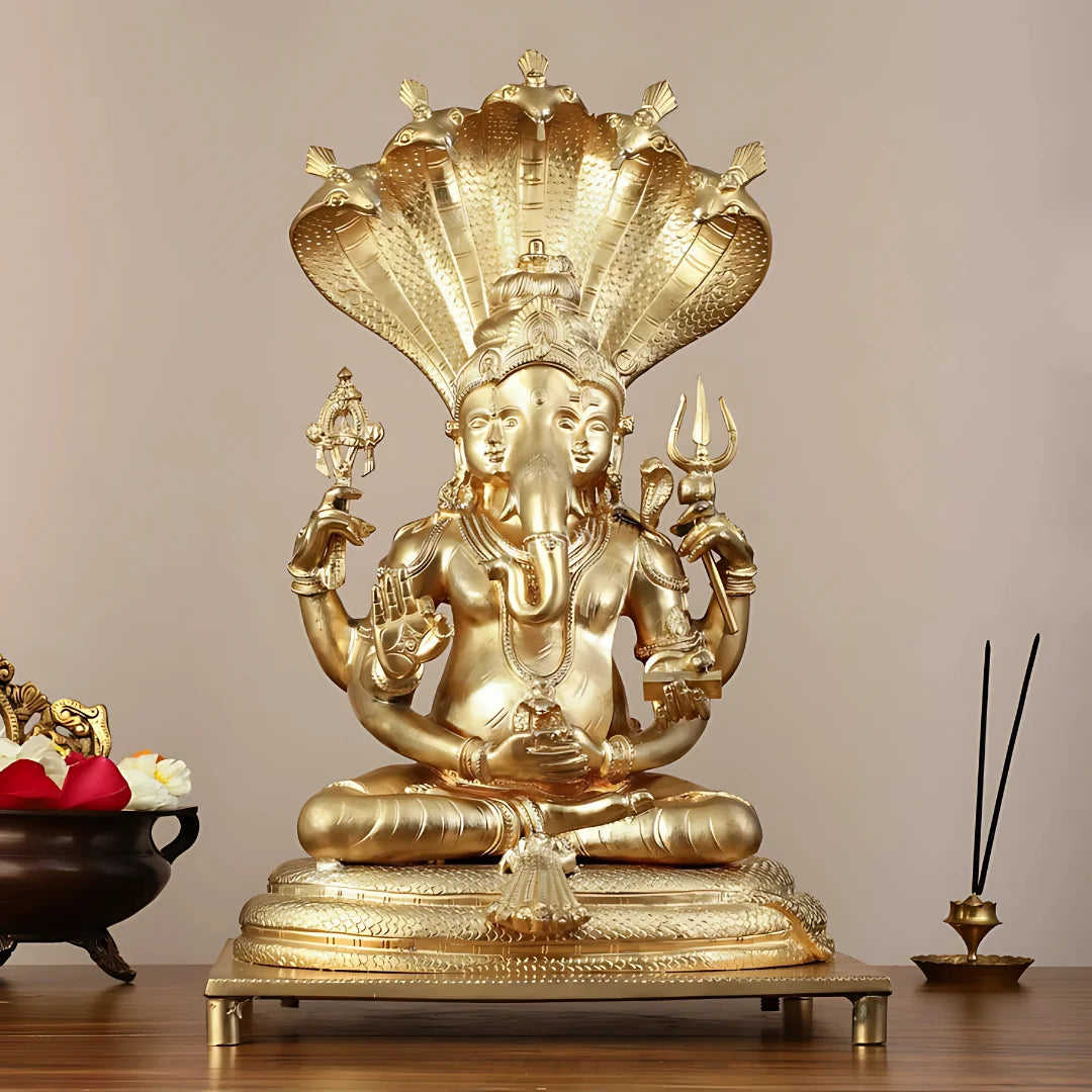 Ganesha-Shiva Brass Idol lifestyle view