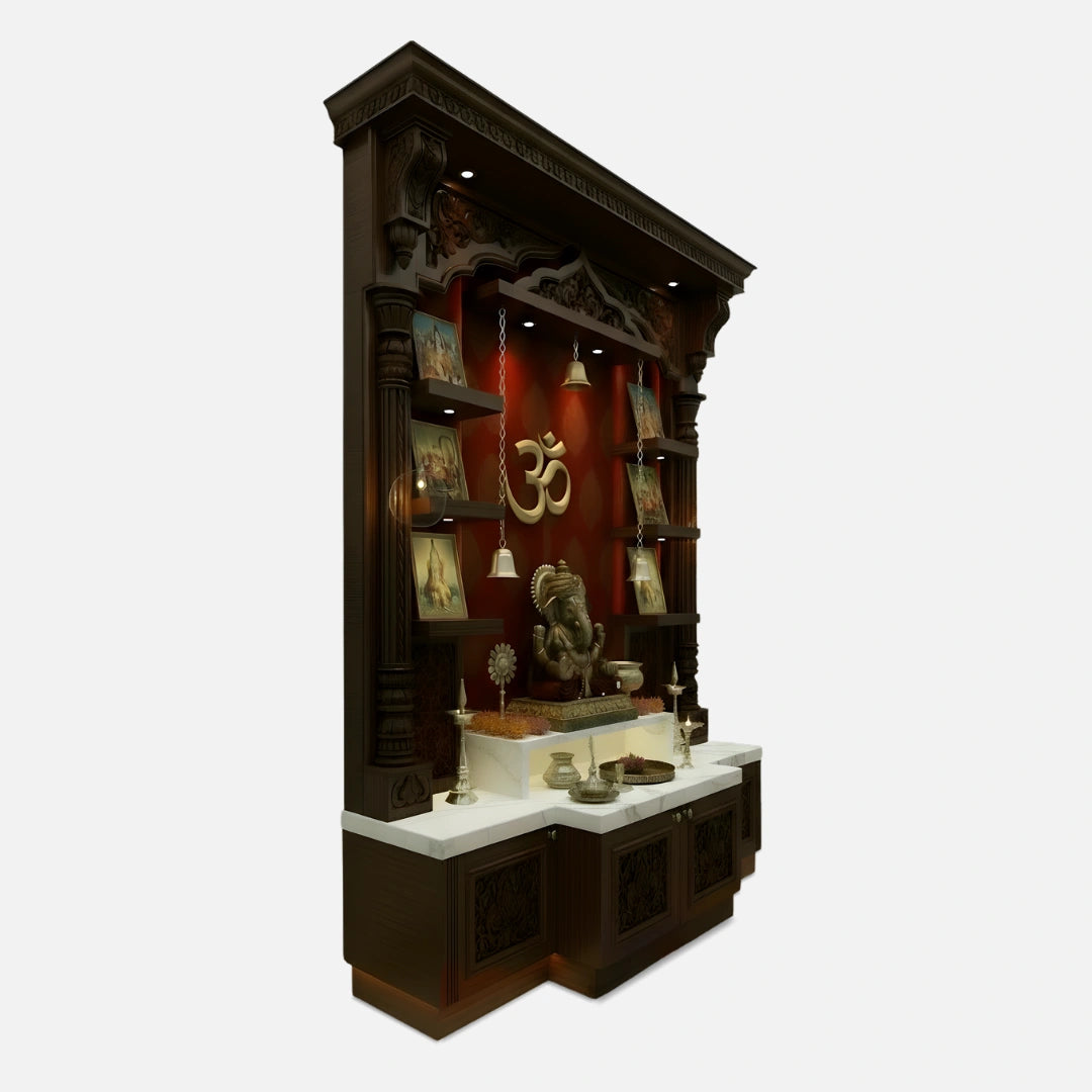 Ghantika Teak Wood Mandap (Brown) side angle