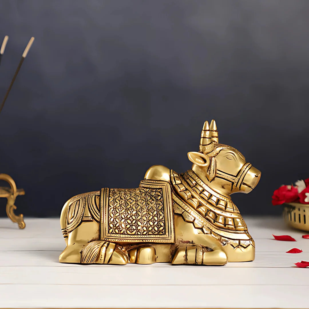 Golden Brass Nandi Idol lifestyle view