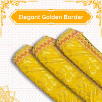 Golden Floral Pooja Aasan with Lace border view