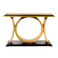 Hele Solid Wood Console Table in Brown Gold color front view