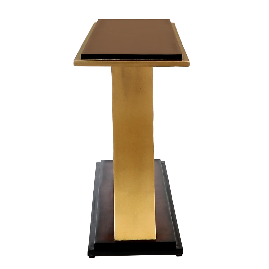 Hele Solid Wood Console Table in Brown Gold color side view