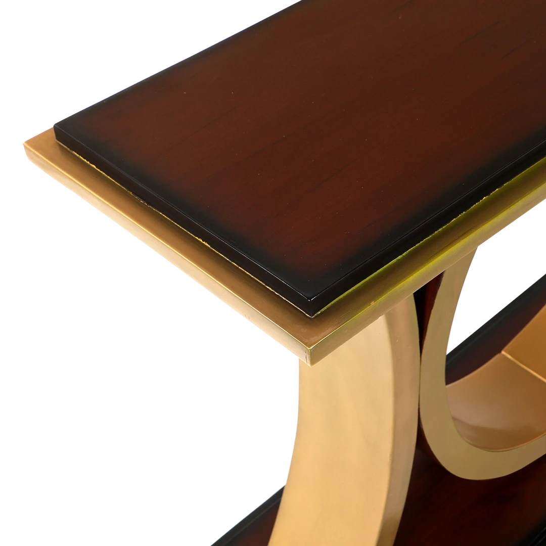 Hele Solid Wood Console Table in Brown Gold color zoom view