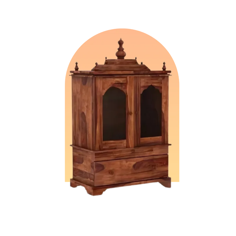 Hotspot Image of Aumesh Teak Wood Pooja Mandap With Door (Teak)